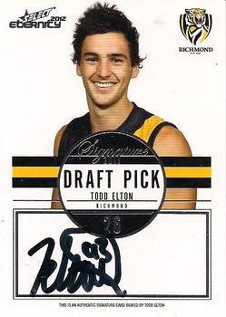 2012 Select AFL Eternity - Draft Pick Signatures #DPS16 Todd Elton Front